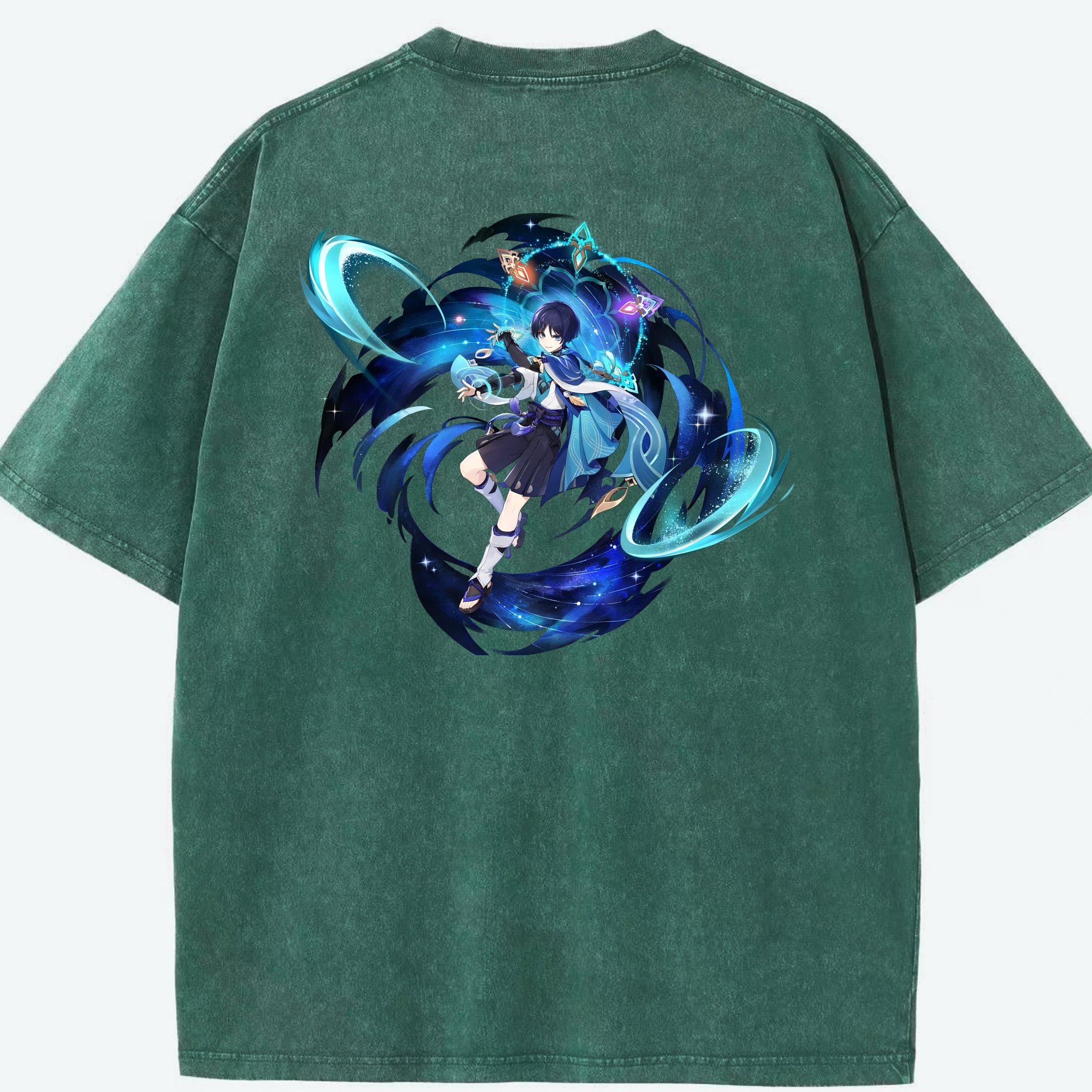 げんし神 さんペい genshin Sanpei 綿100% ヴィンテージ風 半袖Tシャツ（背面プリント）